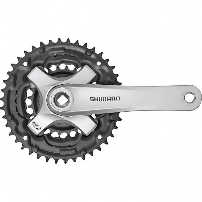 Система SHIMANO TOURNEY TY501, 175 мм, квадрат, 42/34/24, без защиты, с болтами, серебристая, без упаковки AFCTY501E244XSB
